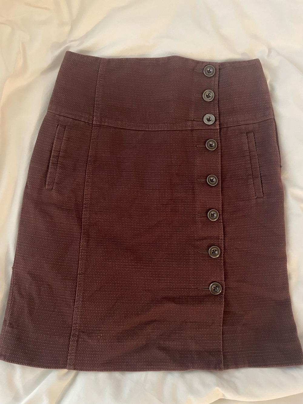 Elevenses- Button-Front Textured Women's Skirt - Brown